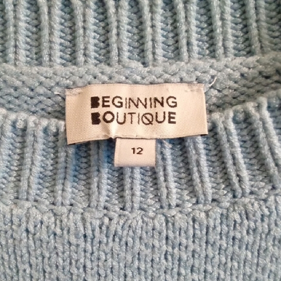 Womans 12 Beginning Boutique Blue Crew Neck Knit Sweater - Picture 2 of 4